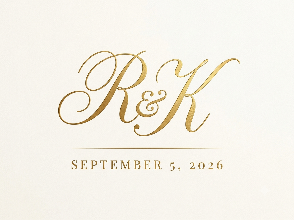 Custom R and K wedding monogram designed by 1021 Events